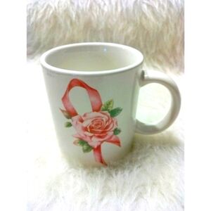 VTG 1997 Avon Breast Cancer Awareness Crusade Pink Ribbon With Rose Mug 10oz